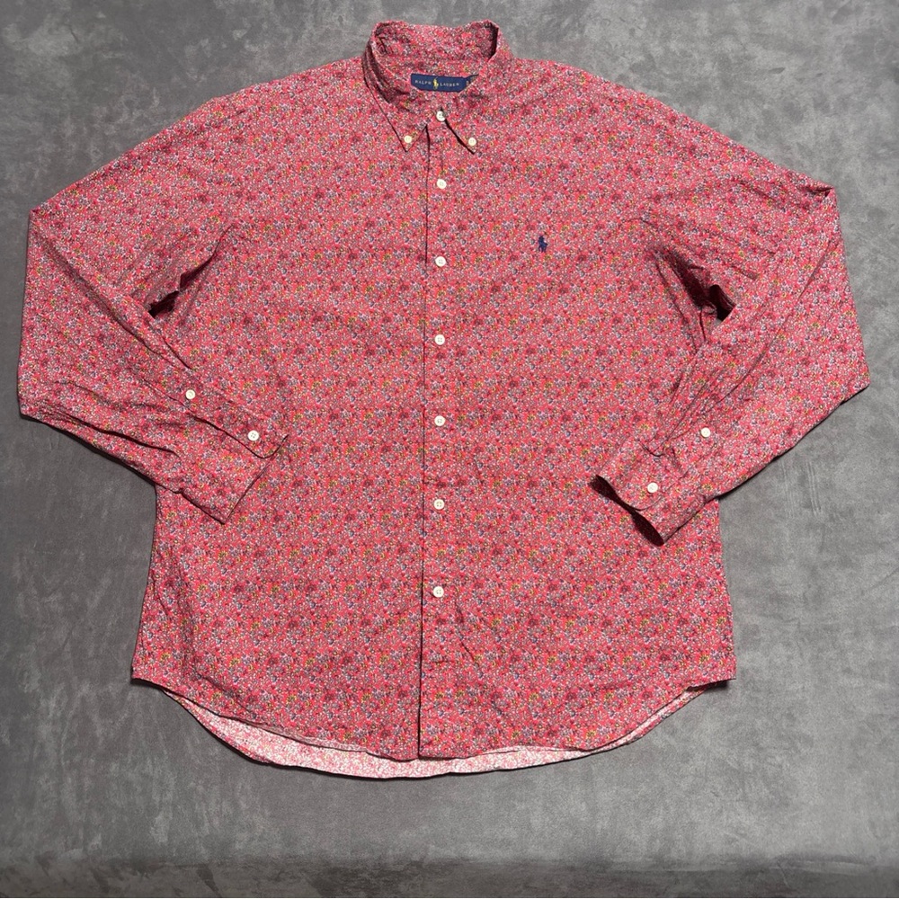 Polo Ralph Lauren Shirt Men’s XL Floral AOP Pattern Long Sleeve Cotton